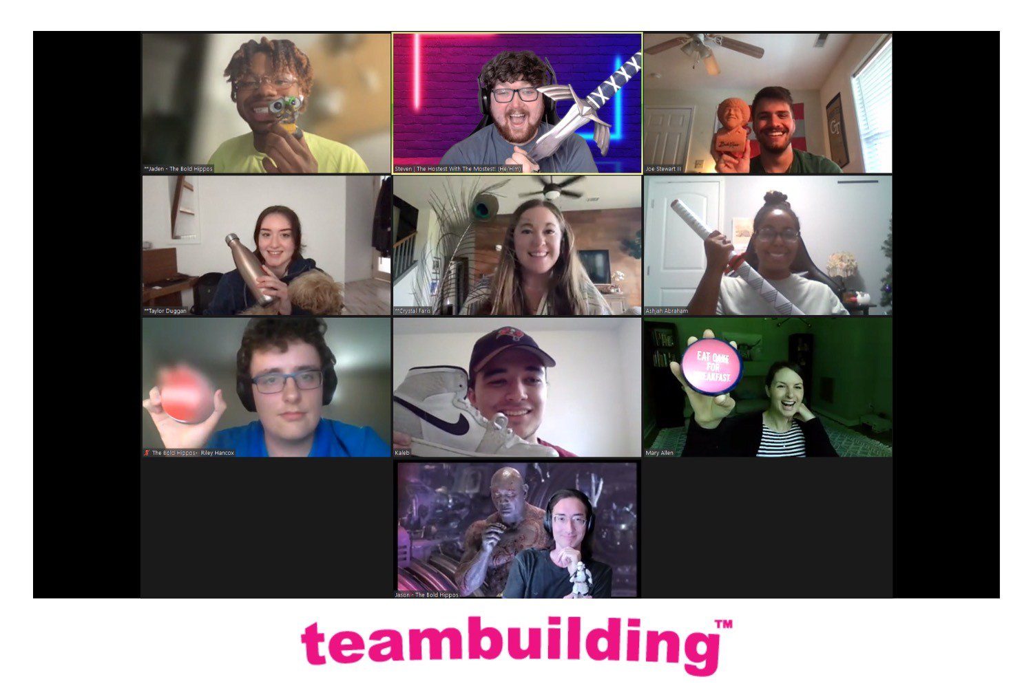 Group of Interns and Young Professionals Having Fun During During Team Building Video Call